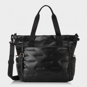 Black Women's Hedgren Puffer Tote Bags | IYD477AR