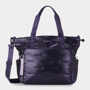 Purple Deep Blue Women's Hedgren Puffer Tote Bags | VTR1725KD